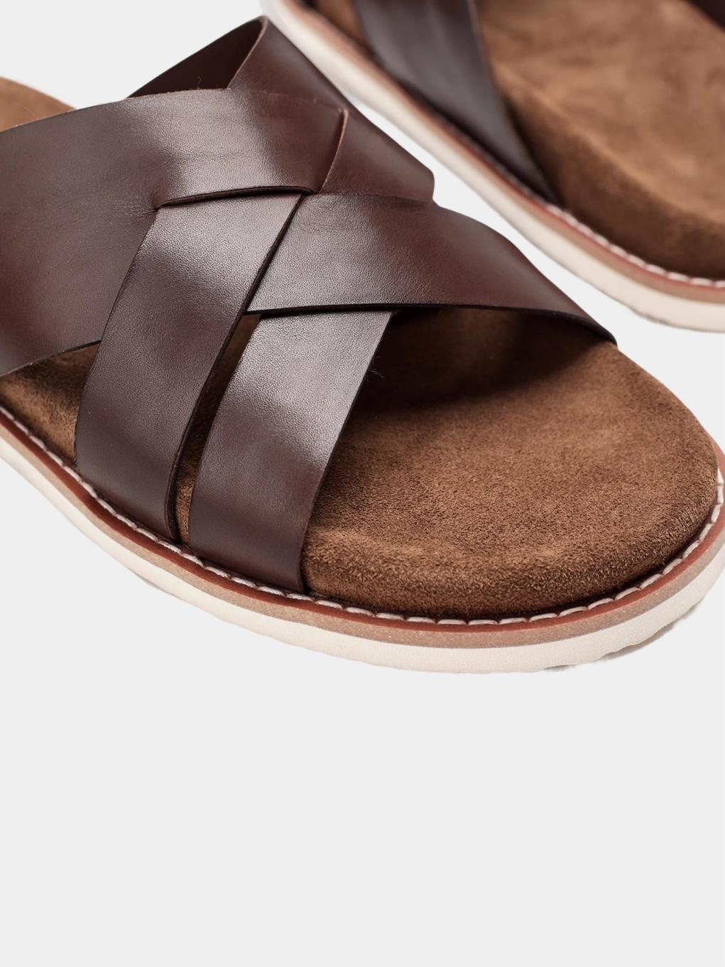 Leather Cross Strap Sandals E01 - Trostoo