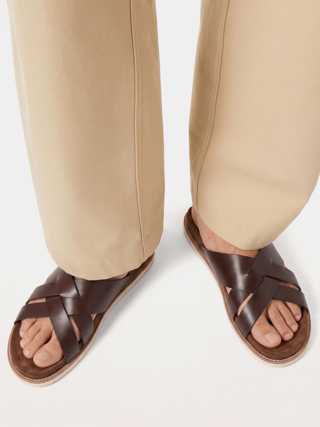 Leather Cross Strap Sandals E01 - Trostoo