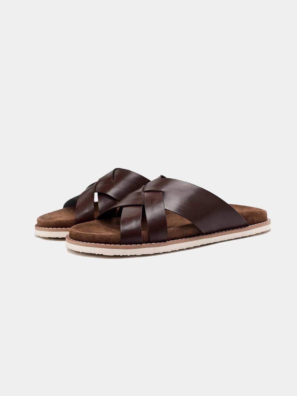 Leather Cross Strap Sandals E01 - Trostoo