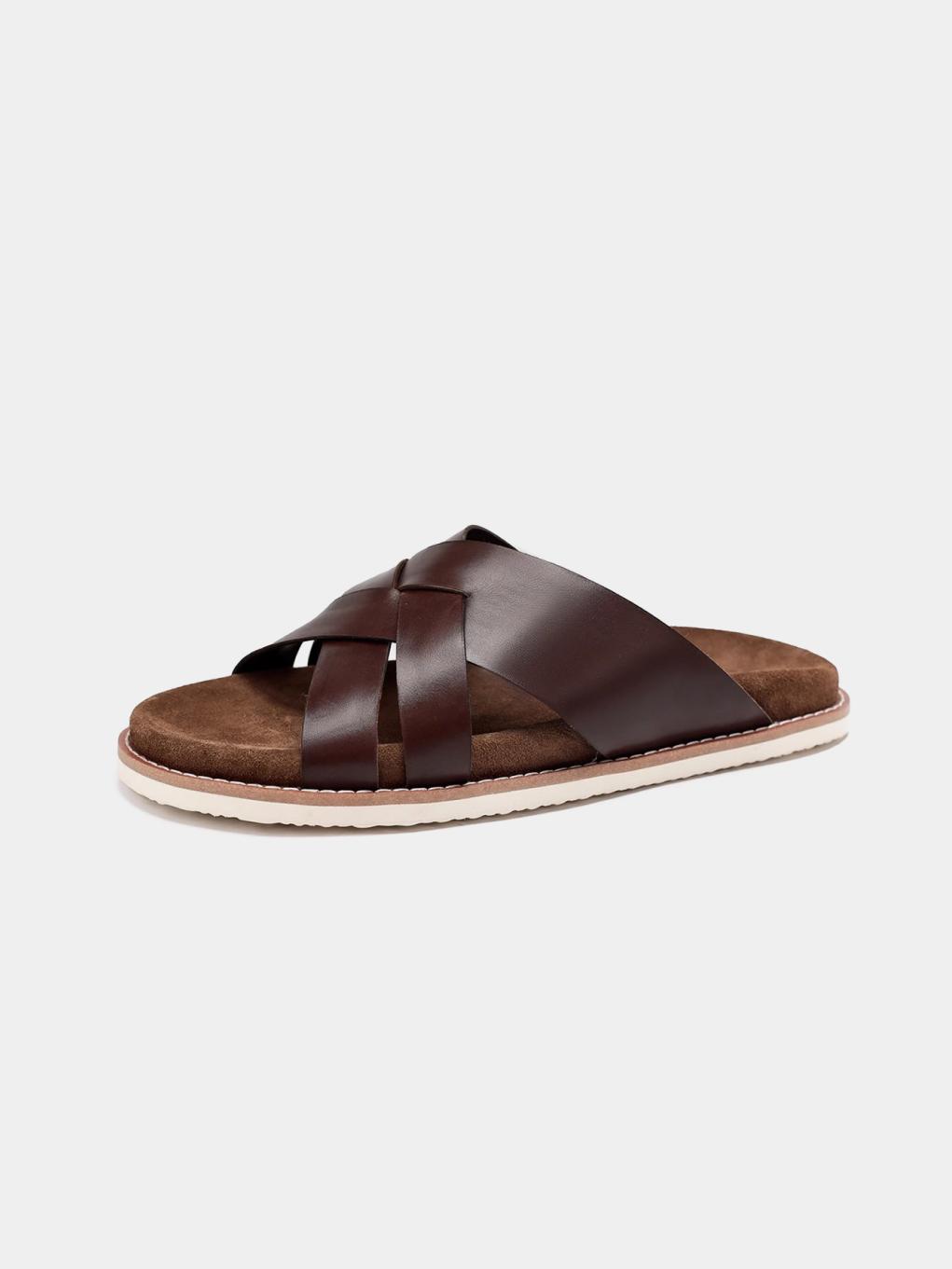 Leather Cross Strap Sandals E01 - Trostoo