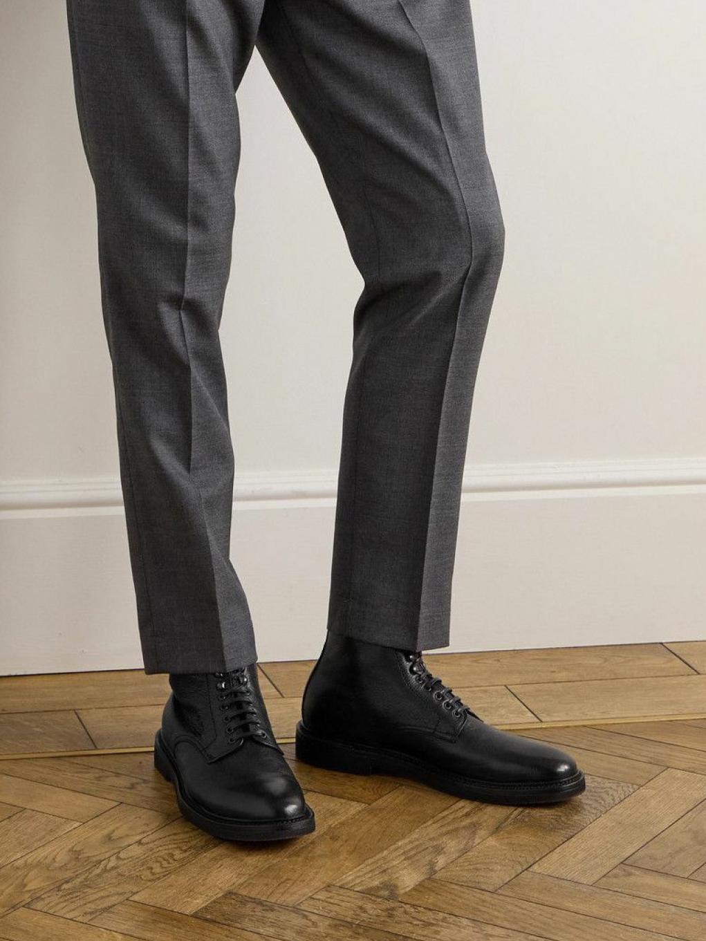 Pebbled Leather Workwear Boots BF06 - Trostoo