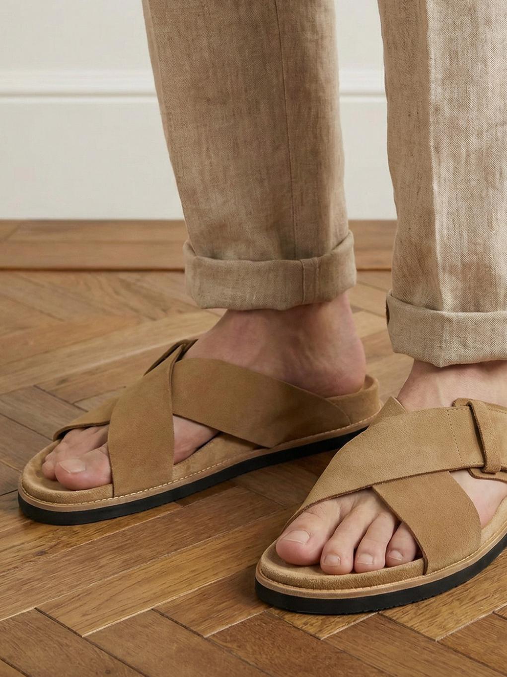 Suede Cross Strap Platform Sandals E01 - Trostoo