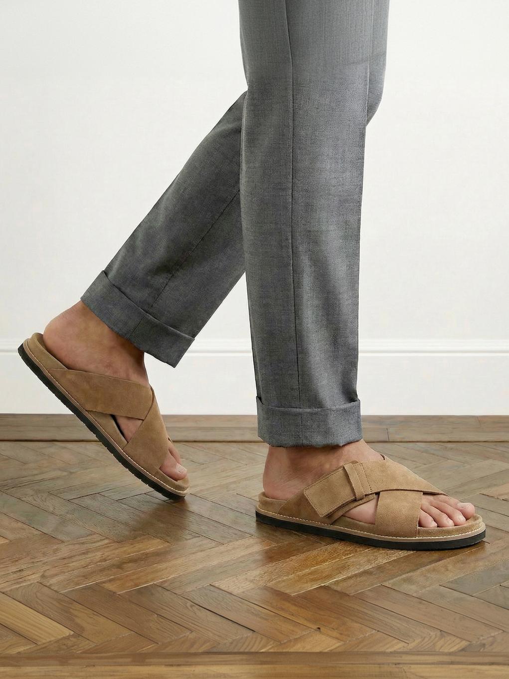 Suede Cross Strap Platform Sandals E01 - Trostoo